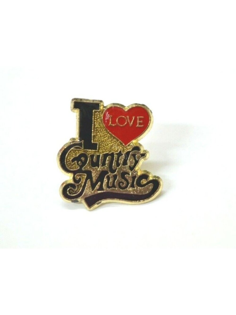 Vintage Love Country Music Pin Lapel Hat Bag Gear Gold Tone Enamel Collectible